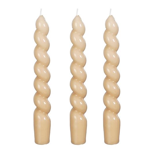 Cream Color Twist Candle Set 3 Pieces Edelmann