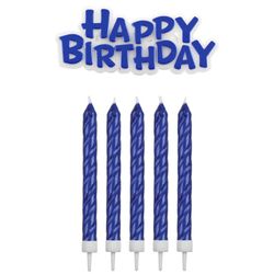 Velas feliz cumpleaños azul 17 uds