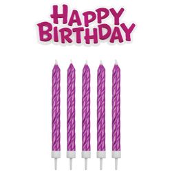Velas feliz cumpleaños rosa 17 uds