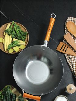 Wok 32 cm acero carbono sin antiadherente Ken Home