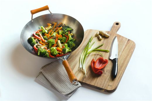 Wok 32 cm acero carbono sin antiadherente Ken Home