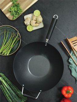 Wok 35 cm acero carbono con antiadherente Ken Home