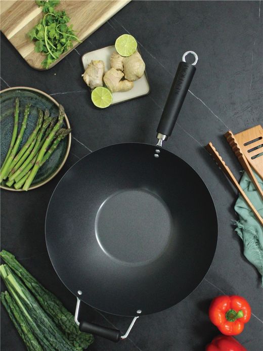 Wok 35 cm acero carbono con antiadherente Ken Home